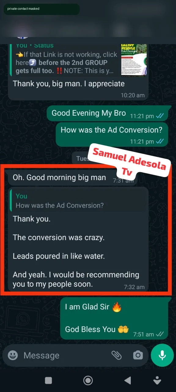 Advertiser testimonial screenshot recommending LEADIIFY
